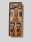 Prince Bowtie Fliege, Hosenträger und Einstecktuch im Set in Blau, Grö...