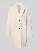 WHITE LABEL Webpelzmantel mit Reverskragen in Ecru, Größe 40