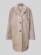 WHITE LABEL Webpelzmantel mit Reverskragen in Taupe, Größe 40