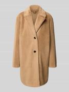 WHITE LABEL Webpelzmantel mit Reverskragen in Cognac, Größe 34