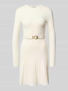 Guess Knielanges Kleid mit Taillengürtel in Offwhite, Größe L