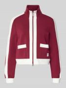 Marc Cain Regular Fit Sweatjacke mit Stehkragen in Kirsche, Größe 36