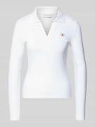 Calvin Klein Jeans Longsleeve mit Label-Detail in Weiss, Größe M