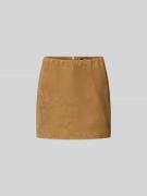 ROTATE Minirock aus echtem Ziegenvelours in Hellbraun, Größe 34