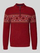 RAGMAN Regular Fit Troyer aus Woll-Mix in Rot, Größe XXL