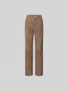 ROTATE Stoffhose aus echtem Ziegenvelours in Hellbraun, Größe 34