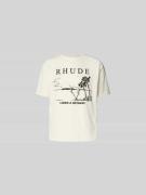 RHUDE Regular Fit T-Shirt mit Logo-Print in Offwhite, Größe L