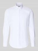Jake*s Slim Fit Businesshemd aus Twill in Weiss, Größe 35/36
