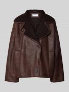 Jake*s Casual Relaxed Fit Jacke mit Teddyfell in Dunkelbraun, Größe L