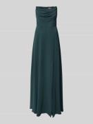 V.M. Abendkleid mit Wasserfall-Ausschnitt in Dunkelgruen, Größe 32