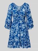 Apricot Minikleid mit Volants in Blau, Größe XXL