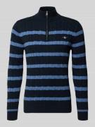 Gant Slim Fit Troyer in Strick-Optik in Marine, Größe L