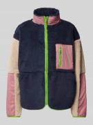 Jake*s Casual Teddyfell-Jacke mit Brusttasche in Dunkelblau, Größe M