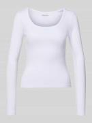 Review Slim Fit Longsleeve mit tiefen Rundhalsausschnitt in Weiss, Grö...