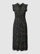 Apricot Midikleid mit floralem Muster in Black, Größe L