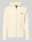 Superdry Regular Fit Sweatjacke mit Logo-Stitching in Offwhite, Größe ...
