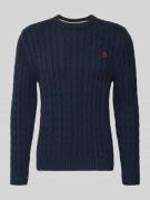 Superdry Slim Fit Pullover in Strick-Optik in Marine, Größe L