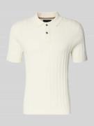 Christian Berg Men Slim Fit Poloshirt in Strick-Optik in Offwhite, Grö...