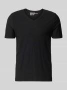 MCNEAL T-Shirt mit geripptem Rundhalsausschnitt in Black, Größe L