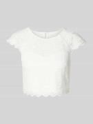 Jake*s Cocktail Cropped T-Shirt aus floraler Spitze in Ecru, Größe 32