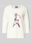 monari Regular Fit Longsleeve aus Viskose-Mix mit Ziersteinbesatz in W...