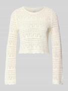 Only Cropped Strickpullover aus Baumwoll-Mix Modell 'ELKE' in Ecru, Gr...