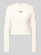 Tommy Jeans Slim Fit Strickpullover aus reiner Baumwolle in Weiss, Grö...
