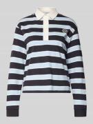 Jake*s Casual Longsleeve mit Label-Stitching in Dunkelblau, Größe L