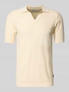 Replay Slim Fit Poloshirt in Strick-Optik in Beige, Größe L