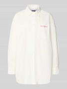 Tommy Jeans Oversized Hemdbluse aus Baumwoll-Mix in Weiss, Größe L