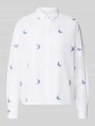 0039 Italy Regular Fit Bluse mit Stitchings Modell 'LUCY' in Weiss, Gr...