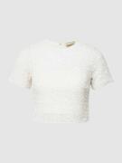 LACE & BEADS Cropped T-Shirt mit Strasssteinbesatz in Offwhite, Größe ...