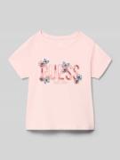 Guess T-Shirt mit Label-Stitching und Pailletten in Hellrosa, Größe 14...