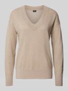 JOOP! Strickpullover aus Woll-Mix mit V-Ausschnitt in Gold, Größe 36