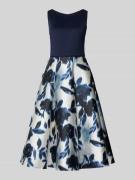 Swing Cocktailkleid mit Rundhalsausschnitt in Dunkelblau, Größe 34