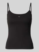 Tommy Jeans Regular Fit Trägertop aus Baumwoll-Mix in Black, Größe L