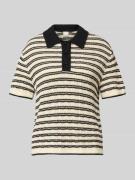 ICHI Strickshirt mit Polokragen Modell 'CHANY' in Offwhite, Größe L