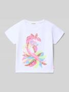 BILLIEBLUSH Regular Fit T-Shirt mit Pailettenbesatz in Weiss, Größe 10...