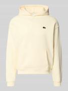 Lacoste Regular Fit Hoodie aus reiner Baumwolle in Ecru, Größe L
