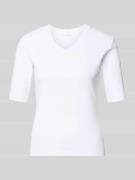 Christian Berg Woman T-Shirt mit V-Ausschnitt in Weiss, Größe L