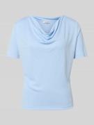 More & More T-Shirt mit Wasserfall-Ausschnitt in Hellblau, Größe 34