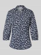 More & More Regular Fit Bluse mit V-Ausschnitt und 3/4-Arm in Marine, ...