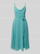 Jake*s Cocktail Knielanges Cocktailkleid mit Bindegürtel in Blau, Größ...