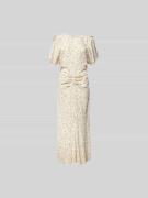 Victoria Beckham Maxikleid mit Cut Outs in Ecru, Größe S/M