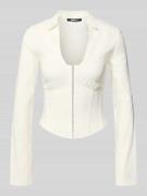 Gina Tricot Slim Fit Bluse aus Viskose-Mix in Korsett-Optik in Offwhit...