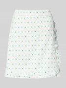 Marc Cain Knielanger Rock mit Rüschenbesatz in Offwhite, Größe 34