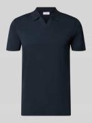 Lindbergh Slim Fit Poloshirt mit V-Ausschnitt in Marine, Größe L