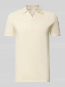 Lindbergh Slim Fit Poloshirt mit V-Ausschnitt in Weiss, Größe L