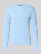 Lindbergh Relaxed Fit Strickpullover mit Rundhalsausschnitt in Hellbla...