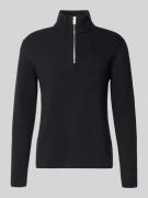 Lindbergh Strickpullover mit Stehkragen und Reißverschluss in Black, G...